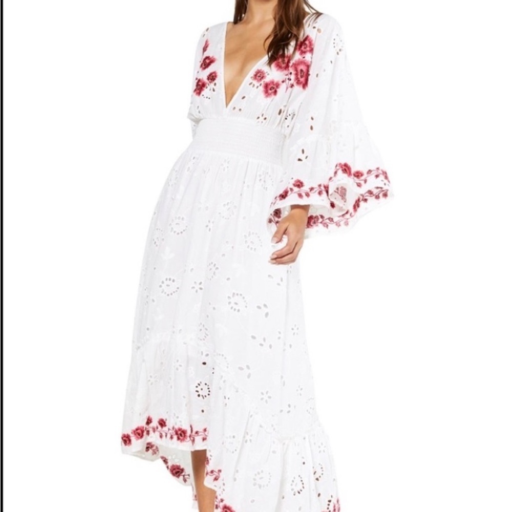 Anthropologie Misa Los Angeles Shadi White Eyelet Embroidered Midi Dress XS/S